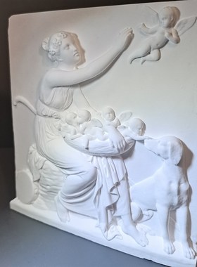 丘比特与牧羊女浮雕画艺术石膏像雕塑艺术摆件装饰礼品家居扩香石