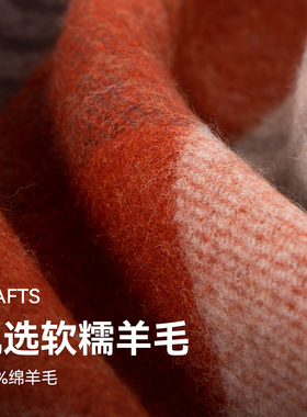 上海故事秋冬格纹羊毛斗篷披肩