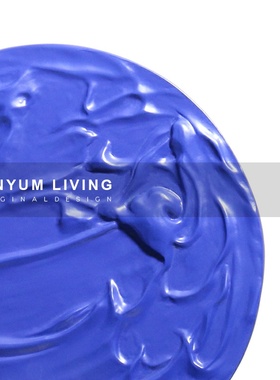 现代简约金属底座亮m蓝屏风摆件轻奢软装饰品样板房间售楼处酒店