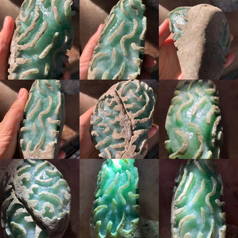 翡翠原石毛料缅甸天然珠宝玉石定制冰种绿色手镯吊坠开窗全料 - 图1