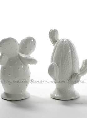 陶瓷小摆件绿色白色黄色仙人掌z造型 书桌卧室亮色配套卡通阳光房