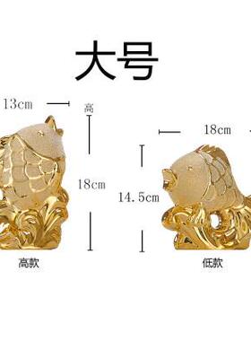 高档陶瓷鱼小摆件轻奢家居饰品可爱动物招财现代北欧金色创意简约