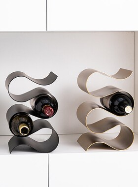 红酒架摆件轻g奢高档现代简约金属家用客厅酒柜家居装饰品艺术高