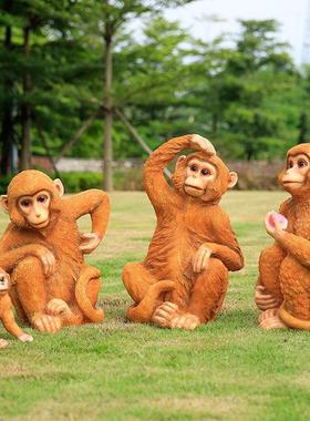 动物彷真金丝猴子摆件玻璃纤维模型猴子户外庭院假山雕塑挂树上装