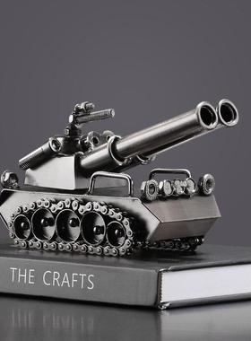 美式覆古铁艺合金坦克模型摆设客厅家居酒柜装饰品摆件创意工艺礼
