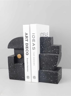 轻奢现代几何黑色书n档样板房售楼部软装公司简约摆件书桌客厅书