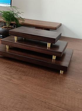 黑胡桃木制摆件底座工艺品花瓶佛像奇石新中式木质实木底座制定