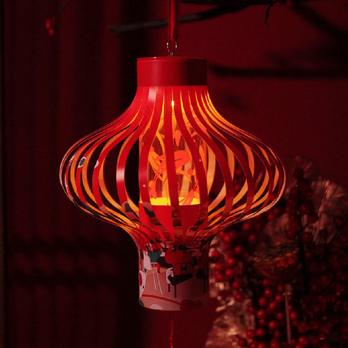 2022春联灯笼筒虎年春节对联流苏挂饰复古发光装饰送过年新年礼盒 - 图0