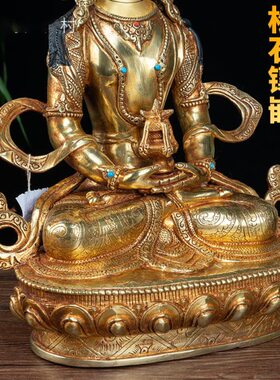 《长寿佛》藏式尼泊尔手工10寸铜《常寿佛》全鎏金家居摆件