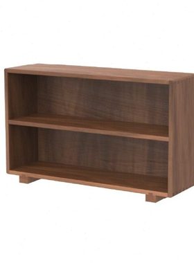 黑胡桃木桌面置物架实木双层茶室书桌收纳架新中式杂物储物架