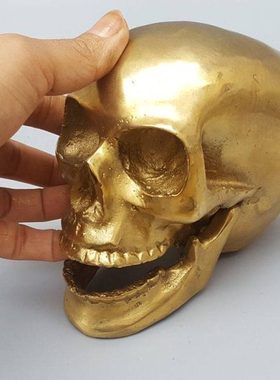 热卖纯铜骷髅头黄铜工艺品摆件家居客厅玄关办公室桌面装饰品