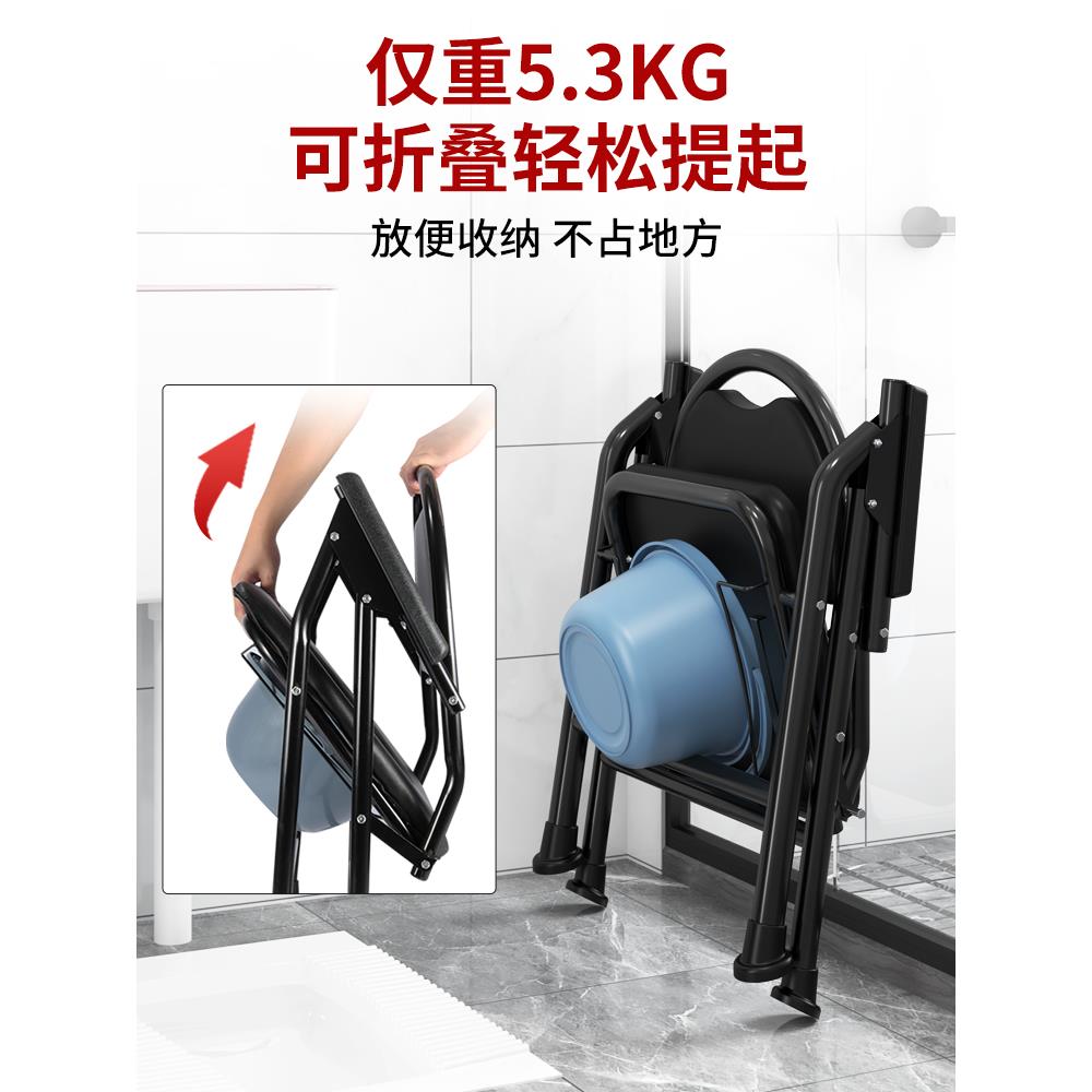可折叠孕妇坐便椅老人坐便器便携式移动马桶简易不锈钢坐便凳家用 - 图2