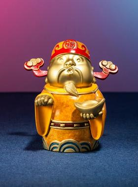 箐铜记《指定发财》指谁谁发财家居装饰品客厅玄关财神爷黄铜摆件