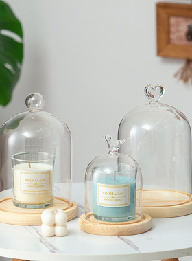 促销永生干花玻璃罩花房粘土手办古玩工艺品盲盒防尘罩香薰蜡烛罩