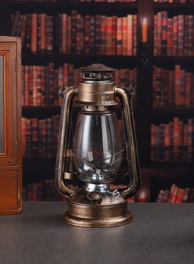 复古怀旧农村老式煤油灯手提马灯户外露营氛围油灯帐篷灯装饰摆件