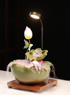 流水招财生财摆件创意循环水喷泉中式家居客厅玄关办公室桌面装饰