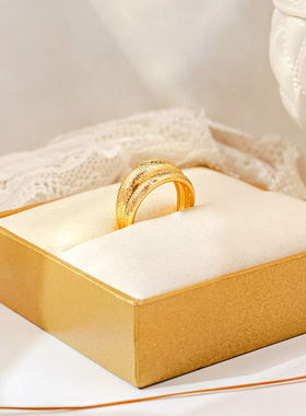 欧美复古双层拉丝戒指