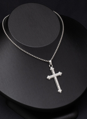 欧美潮酷十字架项链男