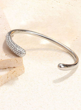 欧美风镶钻轻奢开口手镯