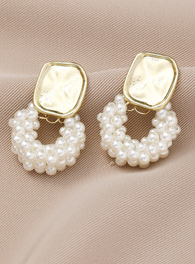 复古珍珠耳钉轻奢简约