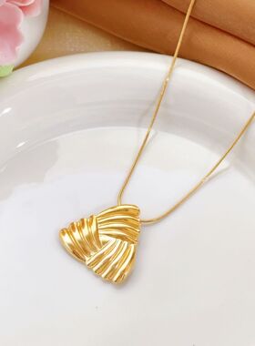 三角欧美风不锈钢复古金项链耳钉