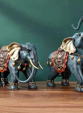 铜一家全黄铜摆件吉祥对象大象招 财吸水办公室家居客厅玄新品