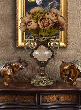 中式古典美式奢华欧式家居装饰品花瓶摆件三件套客厅玄关大招财象