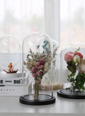 永生花玻璃罩展示盒干花标本工艺品手办盲盒防尘罩子透明桌面摆件