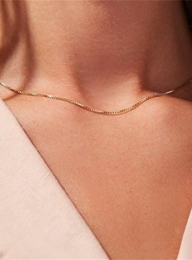 钛钢项链加长版50/55/60厘米无吊坠掉色盒子链配件尾牌不锈钢裸链