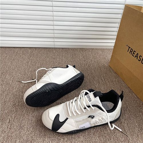 黑色情侣赛车鞋男德训鞋女潮2025新款夏季网面透气百搭运动阿甘鞋 - 图3