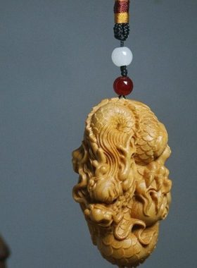 实木雕刻太行柏木雕男士生肖神龙文玩手把件盘玩物件随身生日礼物