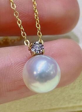 925银南洋浓金珍珠吊坠女王妃珍珠吊坠经典戴妃金珠吊坠法式浪漫