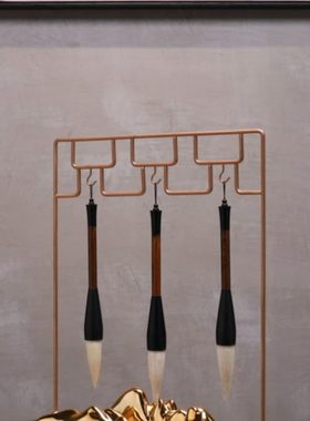 新中式现代书房办公室文房墨宝毛笔架摆件创意样板间桌面软装饰品