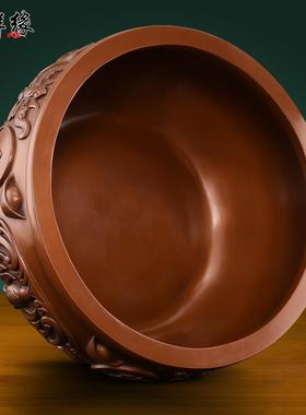 紫铜聚宝盆摆件纯铜沈万三同款客厅招财聚财八方来财实心加厚大号