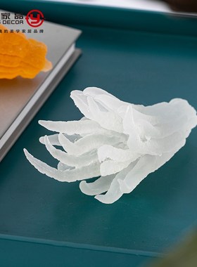 新中式白色黄色磨砂水琉璃佛手摆件 样板房售楼处书房桌面装饰品