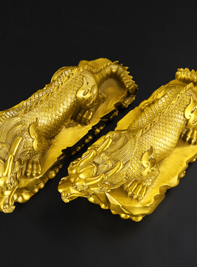 全黄铜吐水吸水兽蚣蝮镇避水兽玄关酒柜办公桌装饰W摆饰吸水瑞兽