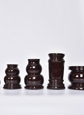 令旗底座古典仙家五方五龙营葫芦形孔竹节筒鼓形朱红漆树脂插旗座