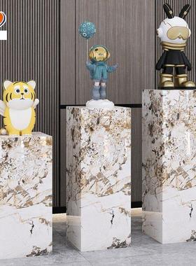 大理石饰品展示底座增高台展厅酒店会所工艺品装饰板岩柱石墩