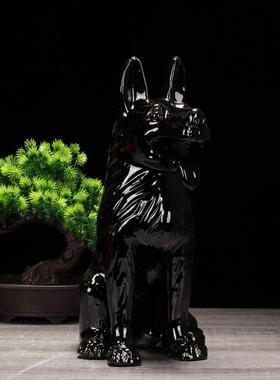 陶瓷狗摆件看家护院狗工艺礼品摆饰生肖狗家居装饰品礼品唐三彩狼