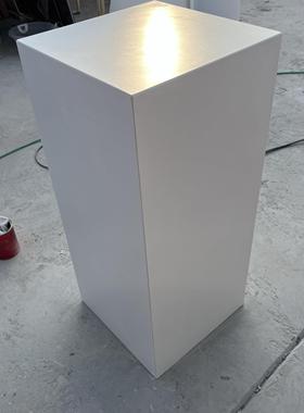 哑光纯白岩板大理石材雕塑底座摆台酒店会所玄关样板间基座展示台