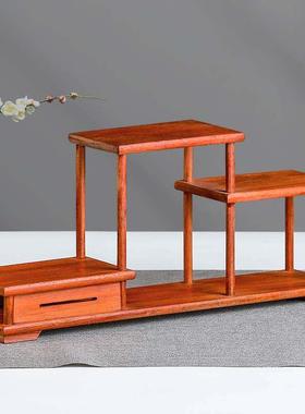 实木工艺品架子博古架鸡翅木茶桌茶具架中式桌面收纳置物架摆件