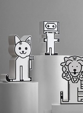 异形卡通动物陶瓷花瓶创意摆件桌面玄关柜客厅样板间儿童房装饰品