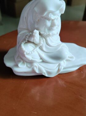 陶瓷羊脂玉摆件静观达摩禅意工艺品摆件羊脂玉白瓷摆件