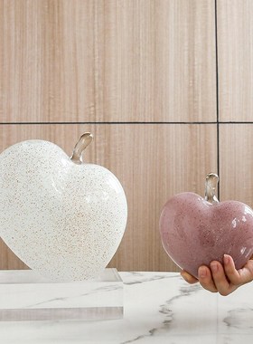 现代轻奢白色g紫色苹果玻璃摆件精致送礼佳品客厅玄关办公桌电视