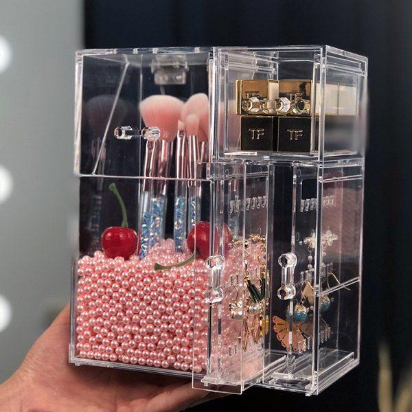 多功能桌面刷具筒防尘亚克力美妆刷桶化妆刷棉签收纳盒首饰收纳架,淘宝优惠券,粉丝福利购,淘宝优惠卷
