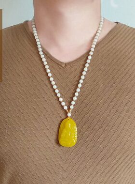 十二生肖属虎吉祥佩戴物招财黄玉本命佛虚空藏菩萨守护神男女吊坠