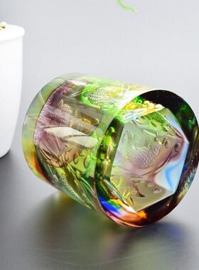 九鱼笔筒琉璃办公桌摆件创意实用礼品刻字定制会议纪念品桌面收纳