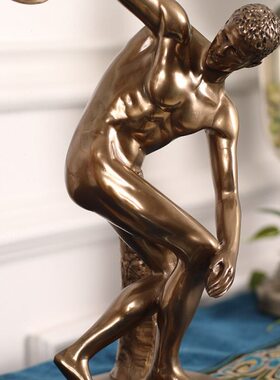 仿铜人物雕塑摆件掷铁饼艺术品办公室装饰品书桌摆设开业礼品礼物
