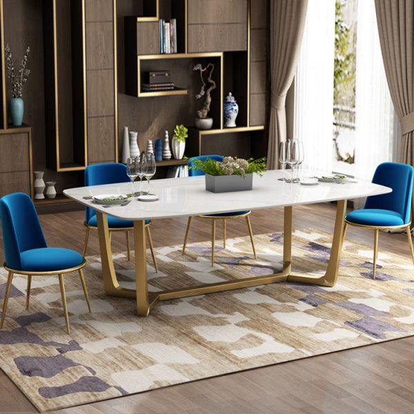 轻奢大理石餐桌椅组合 后现代简约小户型铁艺长方形家用吃饭桌,淘宝优惠券,粉丝福利购,淘宝优惠卷