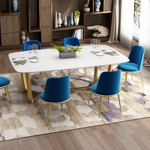 轻奢大理石餐桌椅组合 后现代简约小户型铁艺长方形家用吃饭桌,淘宝优惠券,粉丝福利购,淘宝优惠卷